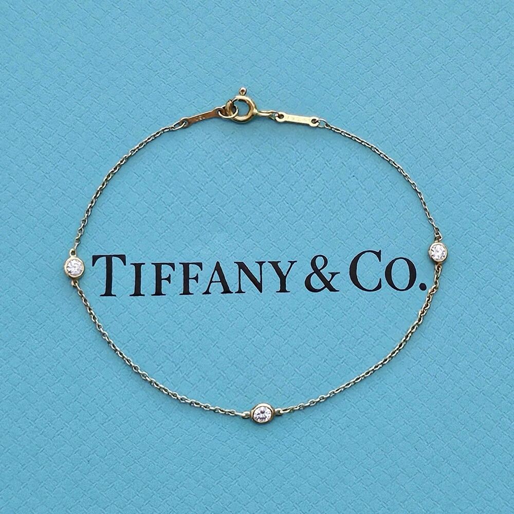 $3400++ Tiffany & Co. Elsa Peretti Diamond By The Yard 18k Yellow Gold Bracelet